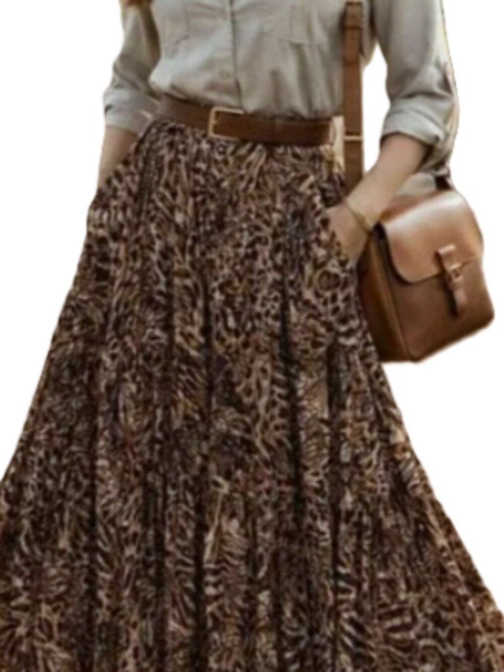 Chico's Animal Print Lace Flare Peasant Skirt size 1